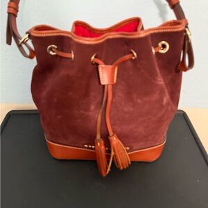 Dooney & Bourke Burgundy Suede Drawstring Bucket